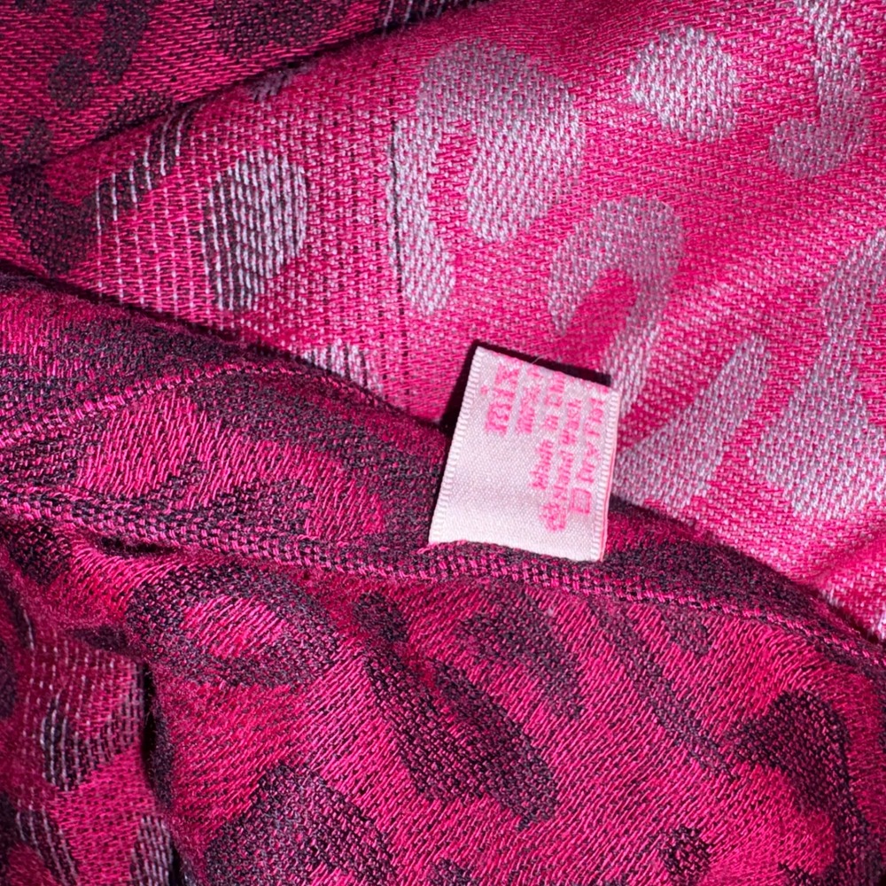 Mix Leopard Print Scarf 72 x 27.5 Pink Magenta Grey Excellent Fringed Woven Wrap - Picture 8 of 9